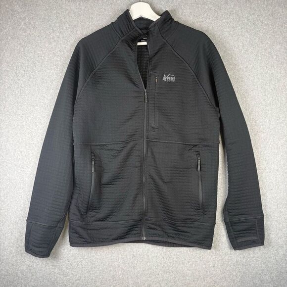 REI Coop Womens Size Medium Full Zip Front Jacket Black Pockets Stretch - Picture 1 of 9